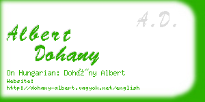 albert dohany business card